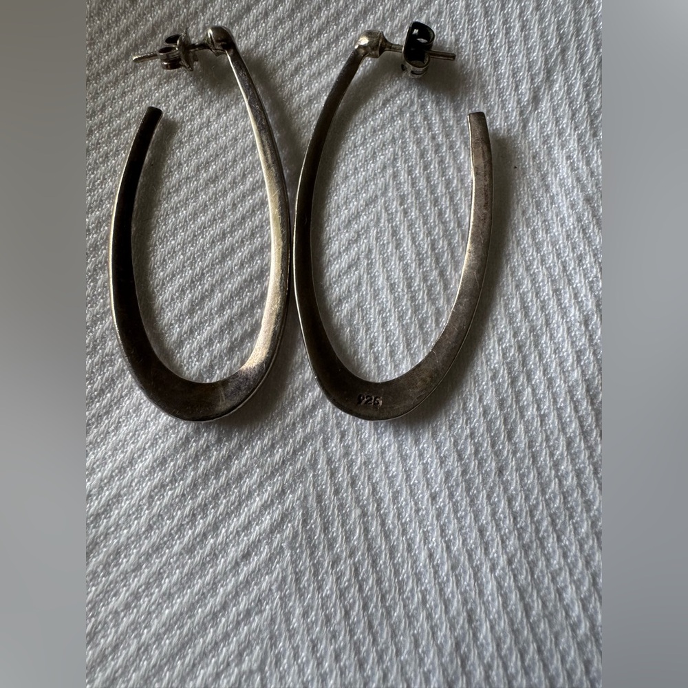 Chic Silver Oval Earrings